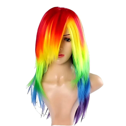 Transform into Rainbow Dash Hair: Multi-Color Heat Resistant Synthetic Cosplay Wig!